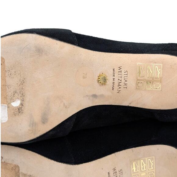 $850 Stuart Weitzman Stuart 75 Stretch Suede Boots Pointed Toe Black Size US7B - Picture 9 of 10